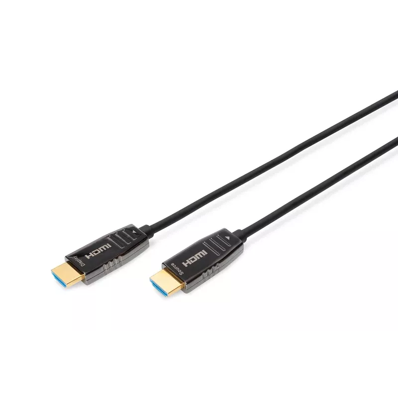 DIGITUS HDMI AOC hybridný vláknový prepojovací kábel, Type-A konektor samec/samec, 10 m, UHD 8K@60Hz, CE, čierna