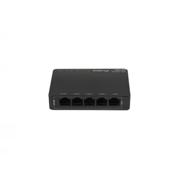Neřízený sieťový switch LANBERG DSP3-1005-60W, 5x Gigabit RJ-45, 4x PoE+ (60 W celkom), 10 Gbit/s switching