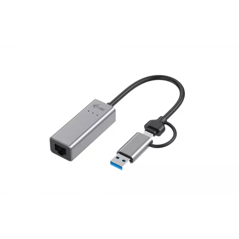 Adaptér „i-tec Metal USB-C/USB-A 2.5Gbps Ethernet“, káblový, USB Type-A/USB Type-C, Ethernet, 2500 Mbit/s, sivý