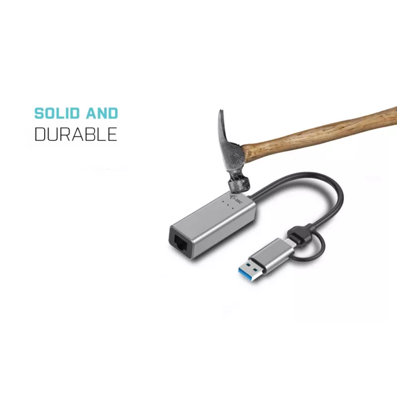 Adaptér „i-tec Metal USB-C/USB-A 2.5Gbps Ethernet“, káblový, USB Type-A/USB Type-C, Ethernet, 2500 Mbit/s, sivý