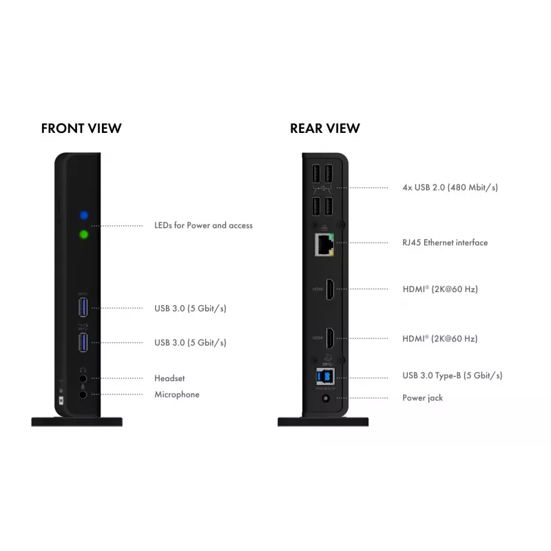 ICY BOX IB-DK2251AC káblový USB 3.2 Gen 2 (3.1 Gen 2) Type-A čierny