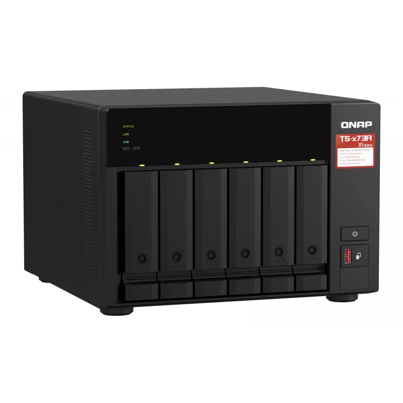 QNAP TS-673A NAS Tower Ryzen Embedded V1500B 8 GB DDR4 0 TB QNAP Turbo System čierny