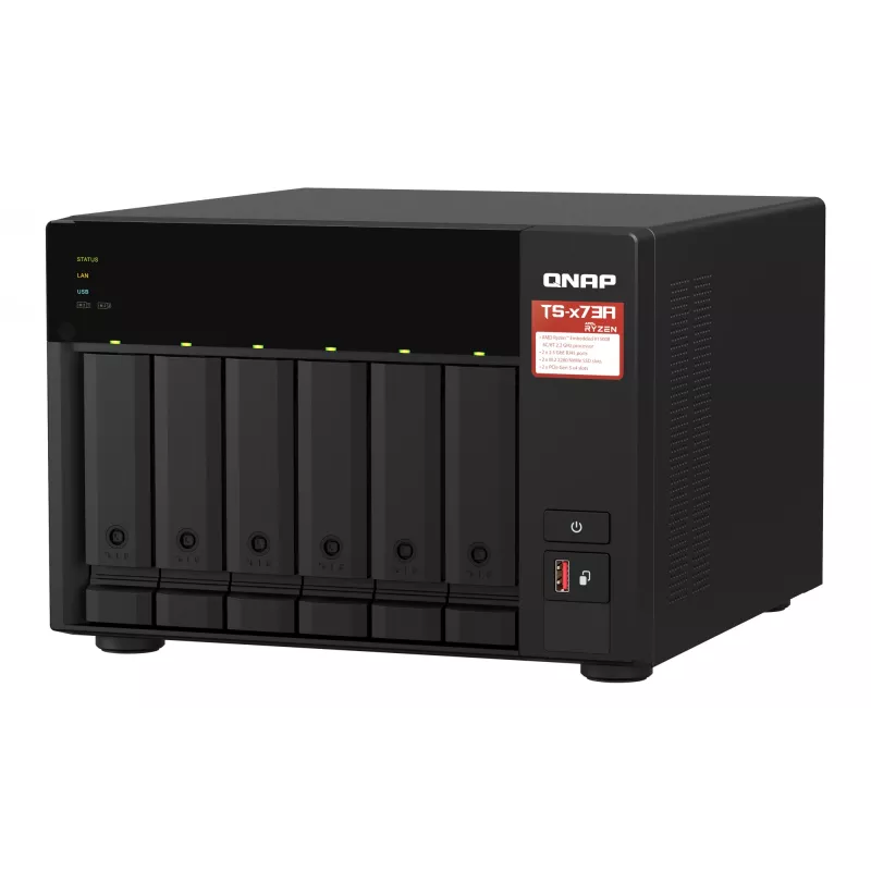 QNAP TS-673A NAS Tower Ryzen Embedded V1500B 8 GB DDR4 0 TB QNAP Turbo System čierny