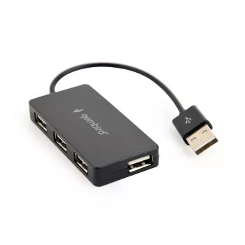 USB hub Gembird UHB-U2P4-04 – 4-portový USB 2.0, Plug-and-Play, čierny, 480 Mbit/s