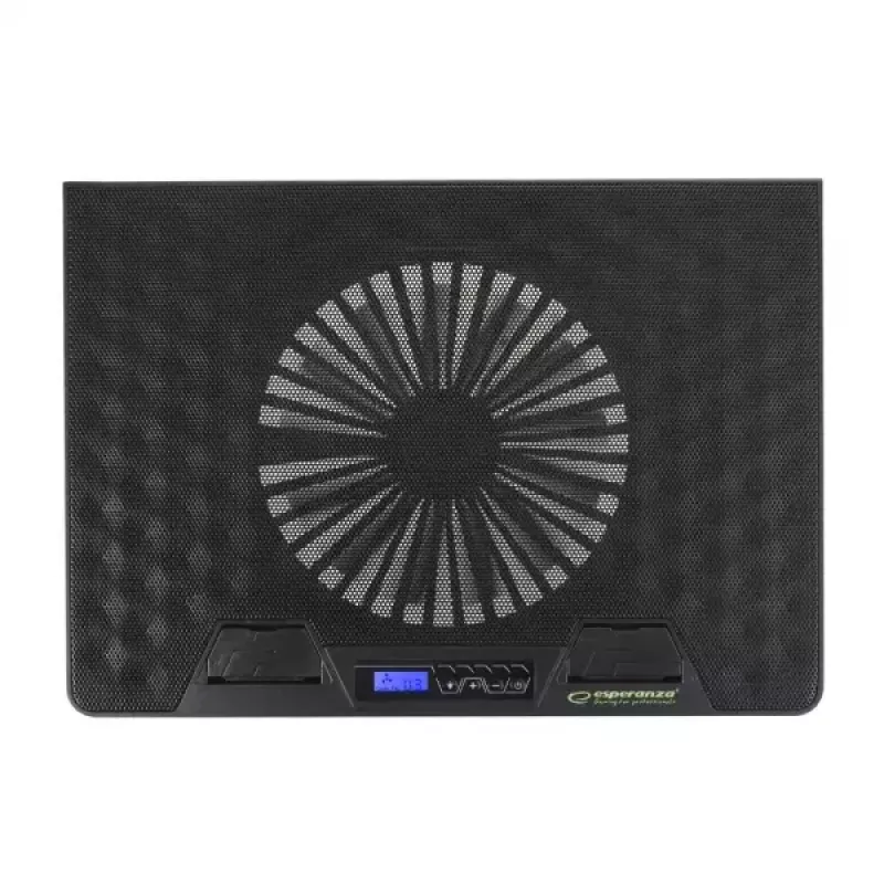 Chladiaci podložka na notebook ESPERANZA EGC101 — 1 ventilátor 18 cm, 76 cfm, 800 ot/min, 5 výškových polôh, LCD, napájaný cez USB