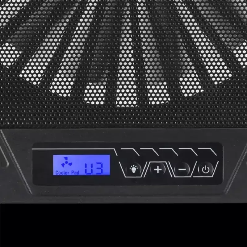 Chladiaci podložka na notebook ESPERANZA EGC101 — 1 ventilátor 18 cm, 76 cfm, 800 ot/min, 5 výškových polôh, LCD, napájaný cez USB
