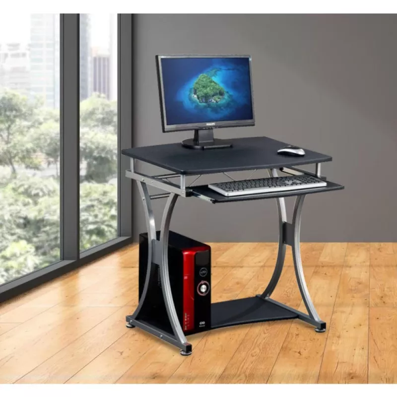 Techly Compact Desk pre PC s vyberateľným výsuvom na klávesnicu, čierny grafit ICA-TB 328BK