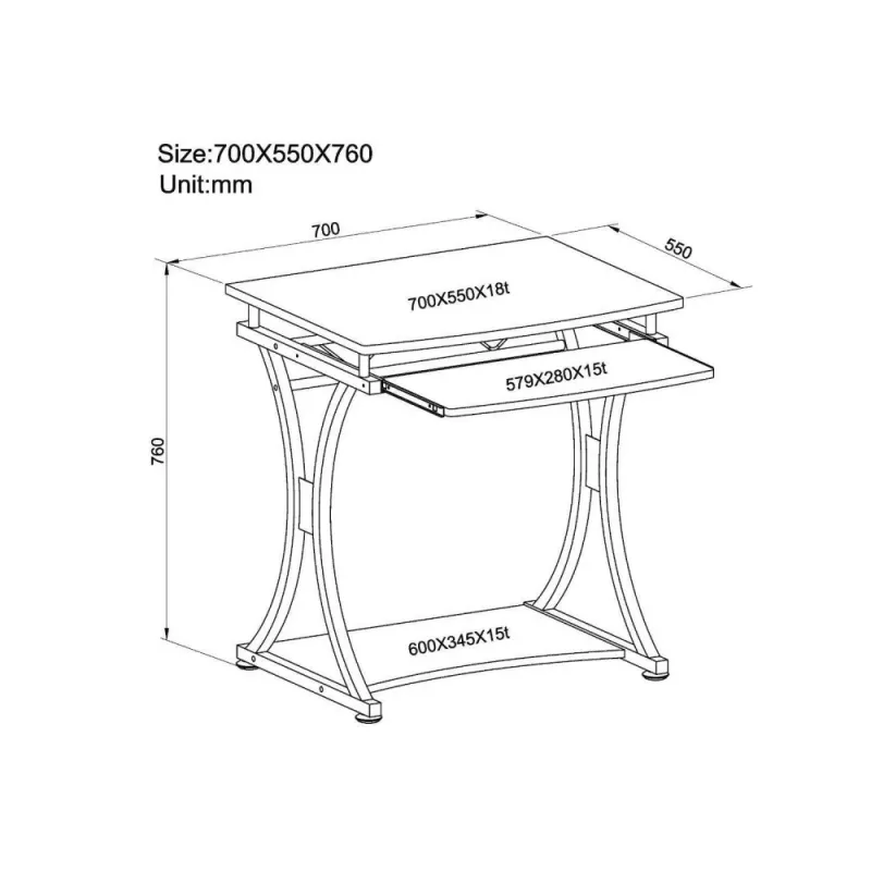 Techly Compact Desk pre PC s vyberateľným výsuvom na klávesnicu, čierny grafit ICA-TB 328BK