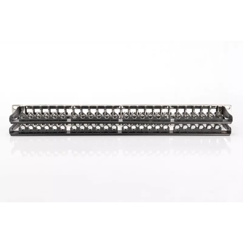 DIGITUS modulárny patch panel, tienený 48-port, pole na označenie, 1U, montáž do racku, farba čierny RAL 9005