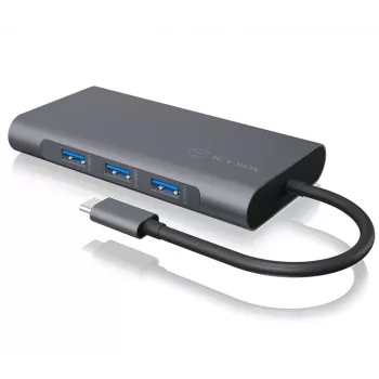 ICY BOX IB-DK4040-CPD káblový USB 3.2 Gen 1 (3.1 Gen 1) Type-C antracit, čierny