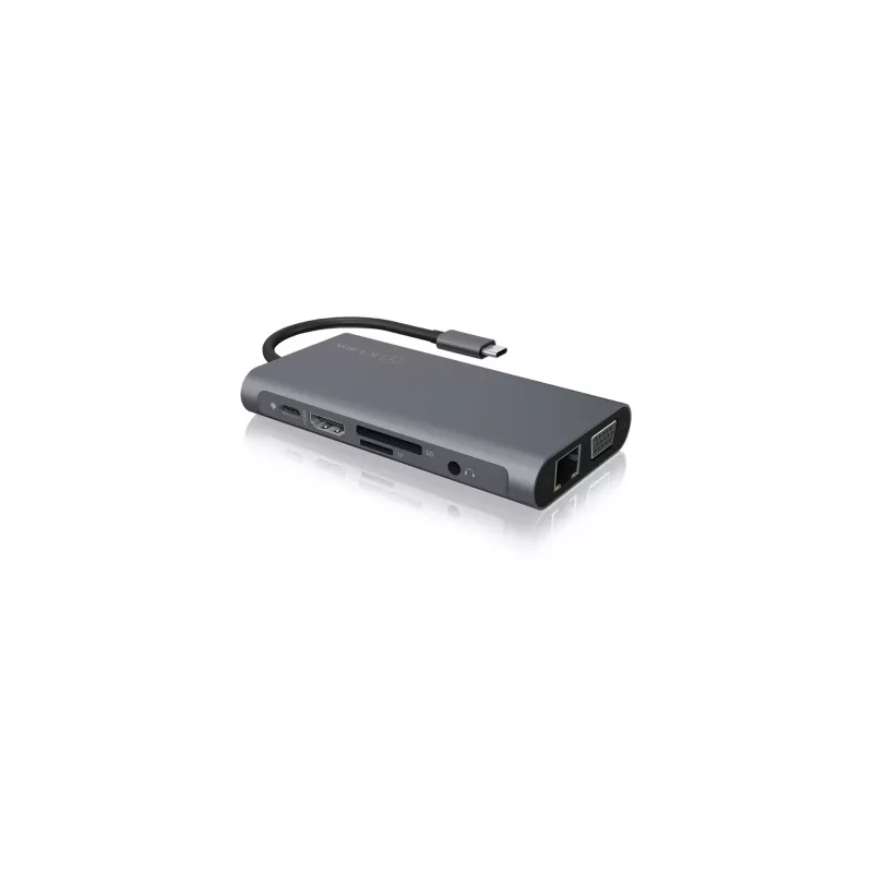 ICY BOX IB-DK4040-CPD káblový USB 3.2 Gen 1 (3.1 Gen 1) Type-C antracit, čierny