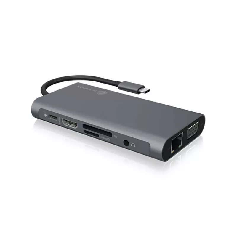 ICY BOX IB-DK4040-CPD káblový USB 3.2 Gen 1 (3.1 Gen 1) Type-C antracit, čierny