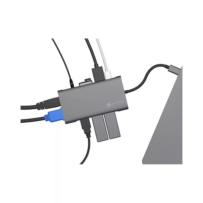 ICY BOX IB-DK4040-CPD káblový USB 3.2 Gen 1 (3.1 Gen 1) Type-C antracit, čierny