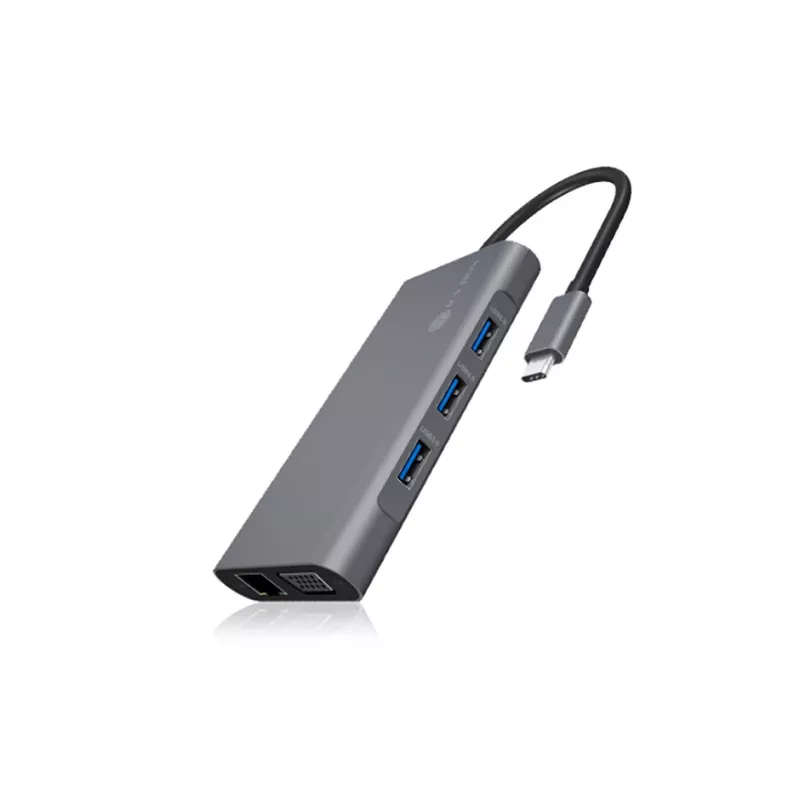 ICY BOX IB-DK4040-CPD káblový USB 3.2 Gen 1 (3.1 Gen 1) Type-C antracit, čierny