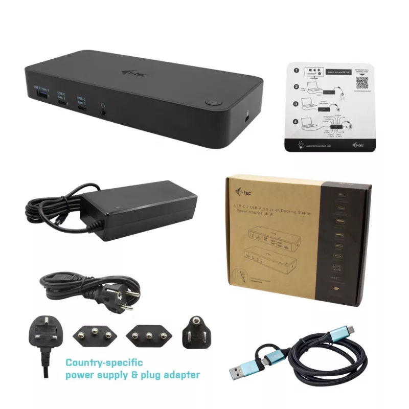 i-tec USB 3.0 / USB-C / Thunderbolt, 3x 4K dokovacia stanica + Power Delivery 100W