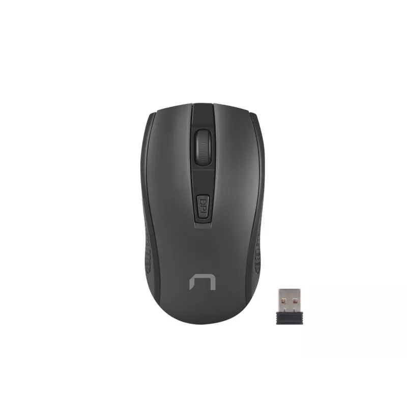 Bezdrôtová optická myš NATEC Jay 2 RF — 2,4 GHz, 1600 DPI, obojručná, 4 tlačidlá, čierna