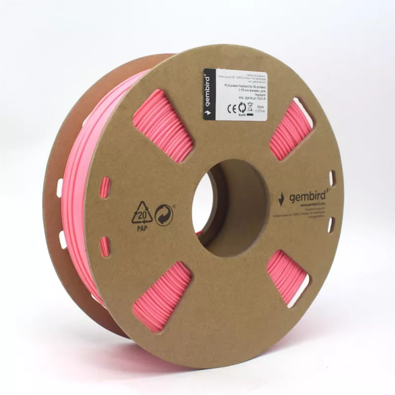 3D tlačový materiál Gembird 3DP-PLA1.75-01-P Ružová 1 kg
