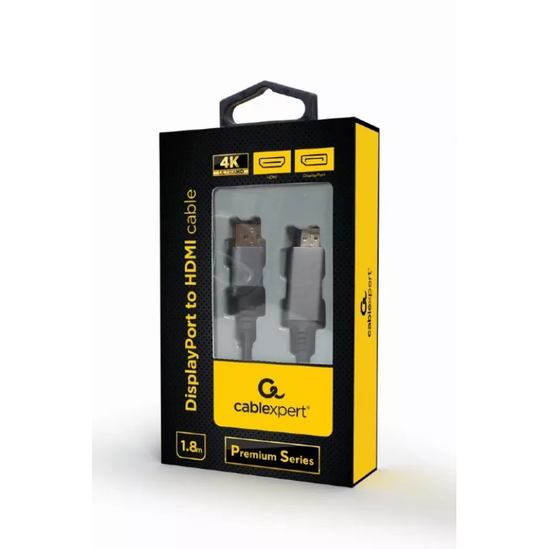 Video káblový adaptér Gembird CC-DP-HDMI-4K-6 — DisplayPort na HDMI Type-A, 1,8 m, 4K, čierny