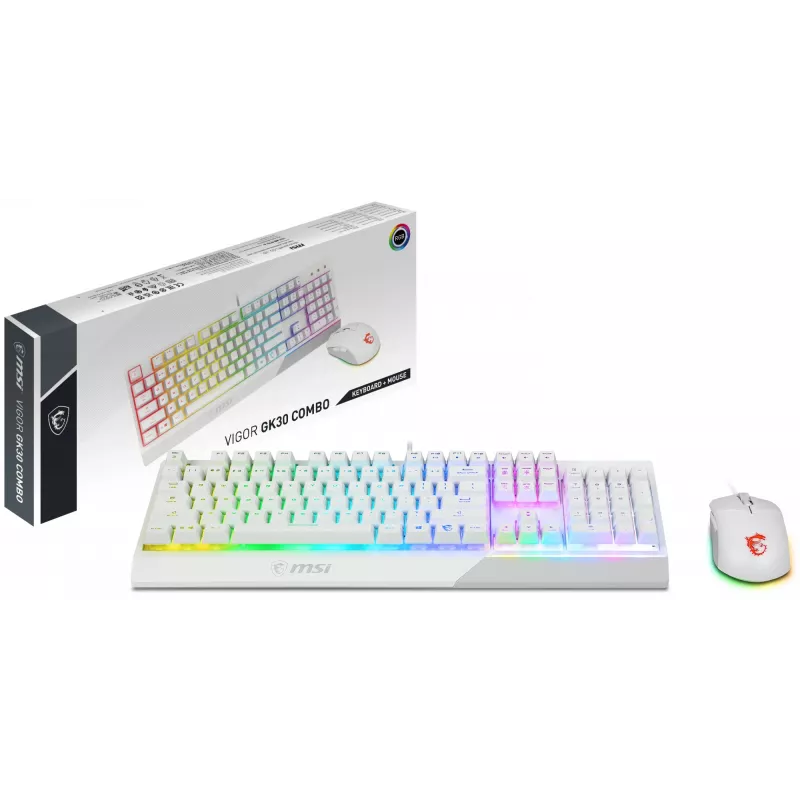 Gamingová klávesnica a myš set MSI VIGOR GK30 COMBO WHITE