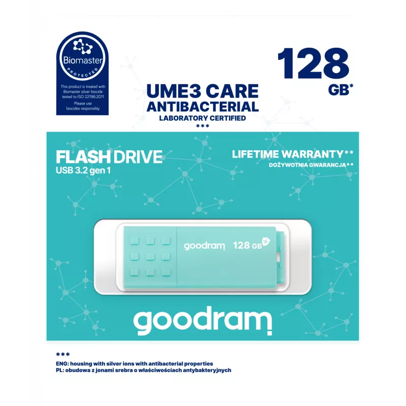 Goodram UME3 USB kľúč 128 GB USB Type-A 3.2 Gen 1 (3.1 Gen 1) tyrkysový