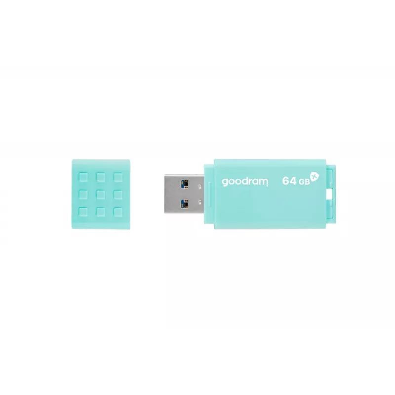 USB flash disk GOODRAM 64 GB USB Type-A 3.2 Gen 1 UME3, tyrkysový, čítanie 60 MB/s, zápis 20 MB/s