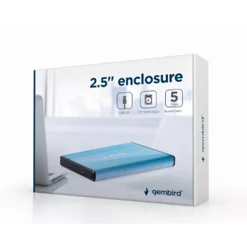 HDD puzdro Gembird EE2-U3S-3-B — 2,5-palcové Single-Bay, SATA, Mini‑USB A, až do 7 TB, modré