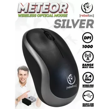 Bezdrôtová optická myš Rebeltec METEOR strieborná RBLMYS00050 USB