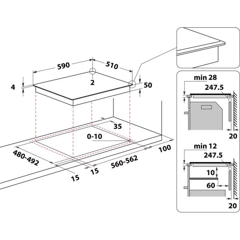 Whirlpool WS S4060 BF čierna vstavaná indukčná varná doska 60 cm 4 zóny