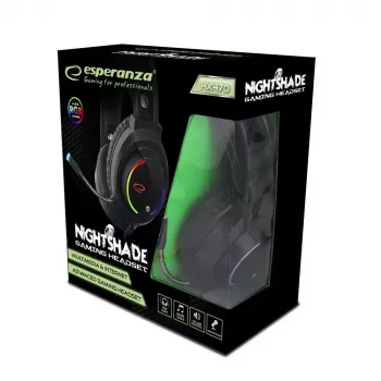 Káblový herný headset ESPERANZA EGH470 — cez uši, 3,5 mm, 2 m kábel, podsvietenie, 32 Ω, 105 dB