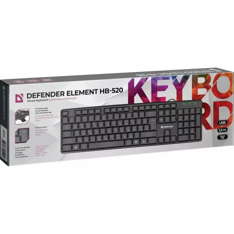 Káblová USB klávesnica DEFENDER HB-520 – kompaktné rozloženie, USB pripojenie