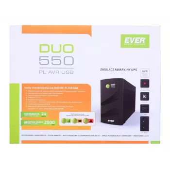 Záložný zdroj EVER DUO 550 PL AVR USB 550 VA, 0,55 kVA / 330 W, Line-Interactive, 3× C13 výstupy, 12V 5Ah batéria