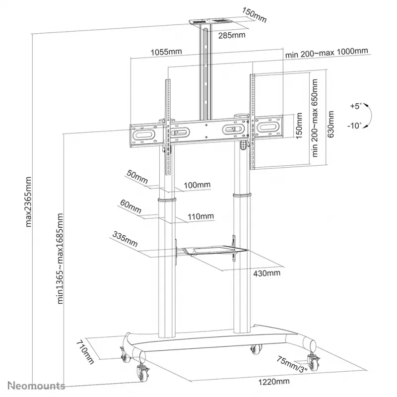Neomounts PLASMA-M1950E TV vozík 60-100
