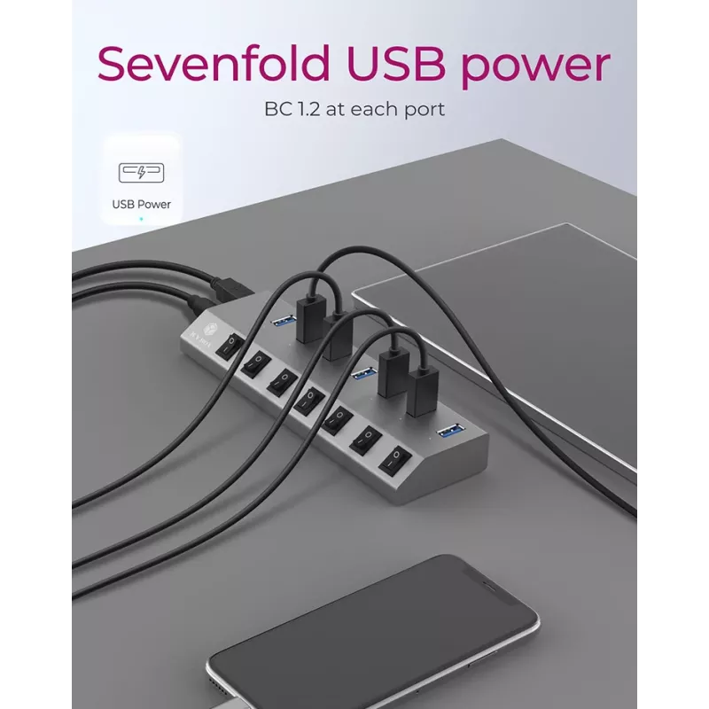 ICY BOX IB-HUB1701-C3 USB 3.2 Gen 1 (3.1 Gen 1) Type-B 5000 Mbit/s antracit