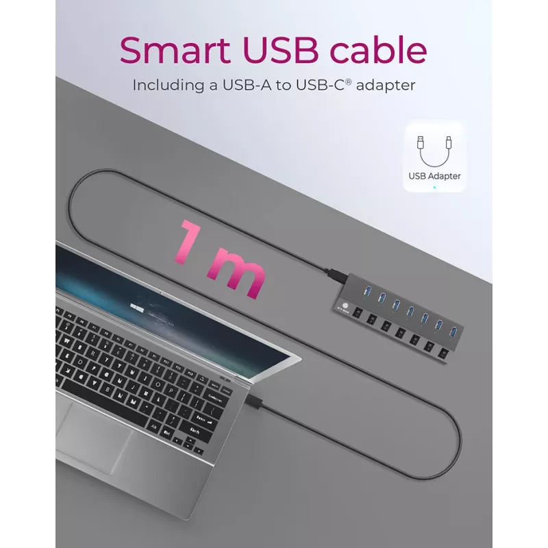 ICY BOX IB-HUB1701-C3 USB 3.2 Gen 1 (3.1 Gen 1) Type-B 5000 Mbit/s antracit