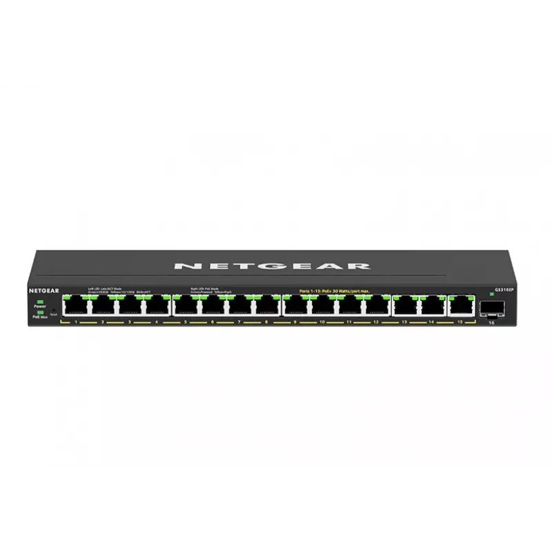 NETGEAR GS316EP-100PES sieťový switch Managed Gigabit Ethernet (10/100/1000) Power over Ethernet (PoE) čierna