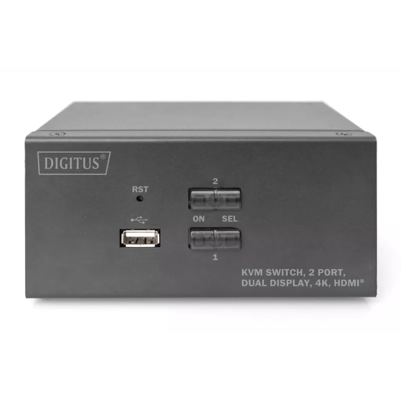 DIGITUS KVM Switch, 2 porty, duálny displej, 4K, HDMI