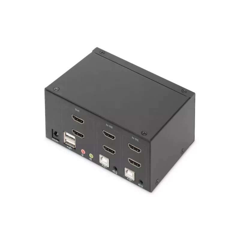 DIGITUS KVM Switch, 2 porty, duálny displej, 4K, HDMI