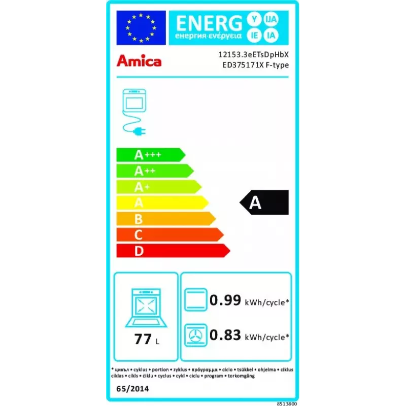 Amica ED375171X F-TYPE rúra na pečenie, elektrická rúra na pečenie