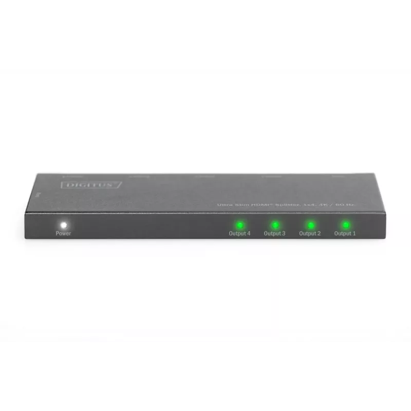 DIGITUS Ultra Slim HDMI splitter, 1x4, 4K/60Hz HDR, HDCP 2.2, 18 Gbps, napájaný Micro USB