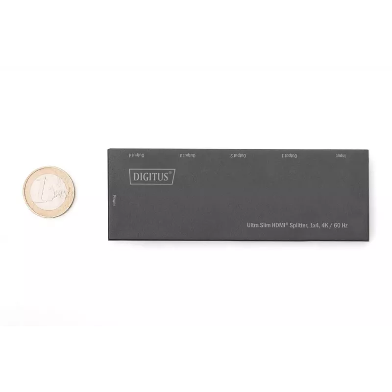 DIGITUS Ultra Slim HDMI splitter, 1x4, 4K/60Hz HDR, HDCP 2.2, 18 Gbps, napájaný Micro USB