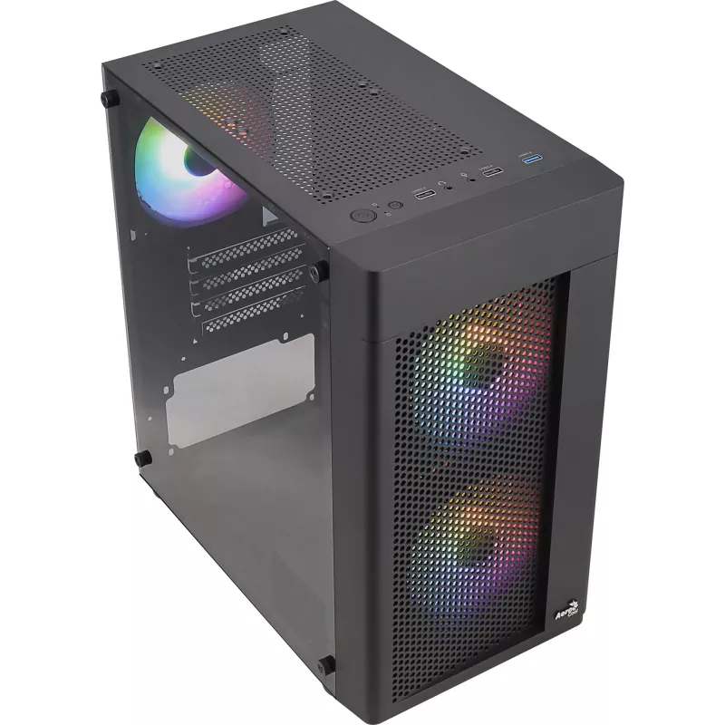 Aerocool HEXFORMBKV2 Micro ATX PC skriňa 3 ventilátory FRGB čierna