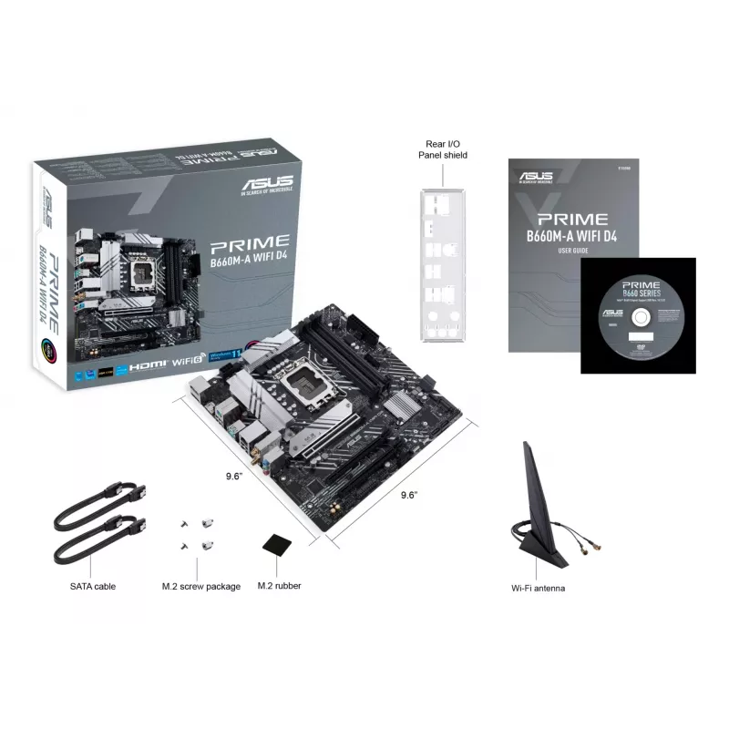 Základná doska ASUS PRIME B660M-A WIFI D4 — Intel B660, LGA 1700, micro ATX, DDR4, 4 DIMM, Wi‑Fi 6, 2x M.2
