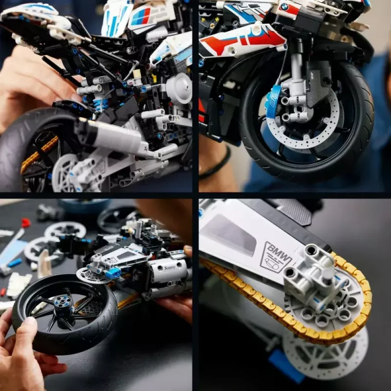 LEGO Technic model motorky BMW M1000RR 42130 s detailným motorom a funkčným odpružením
