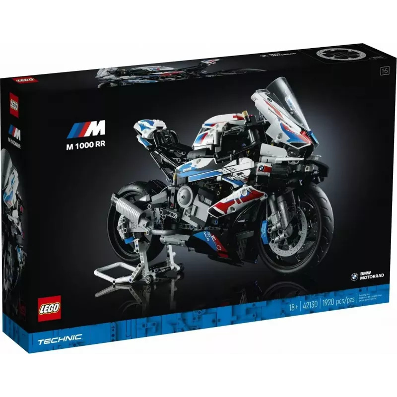 LEGO Technic model motorky BMW M1000RR 42130 s detailným motorom a funkčným odpružením