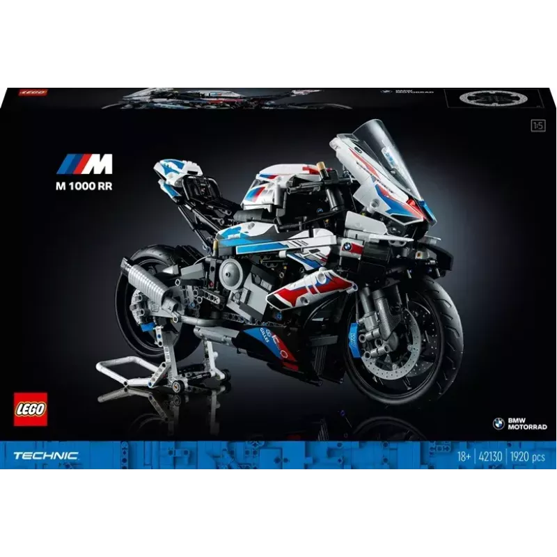 LEGO Technic model motorky BMW M1000RR 42130 s detailným motorom a funkčným odpružením