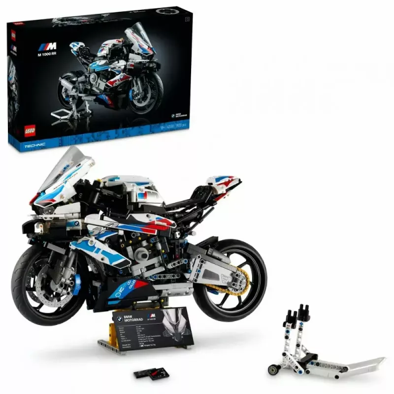 LEGO Technic model motorky BMW M1000RR 42130 s detailným motorom a funkčným odpružením