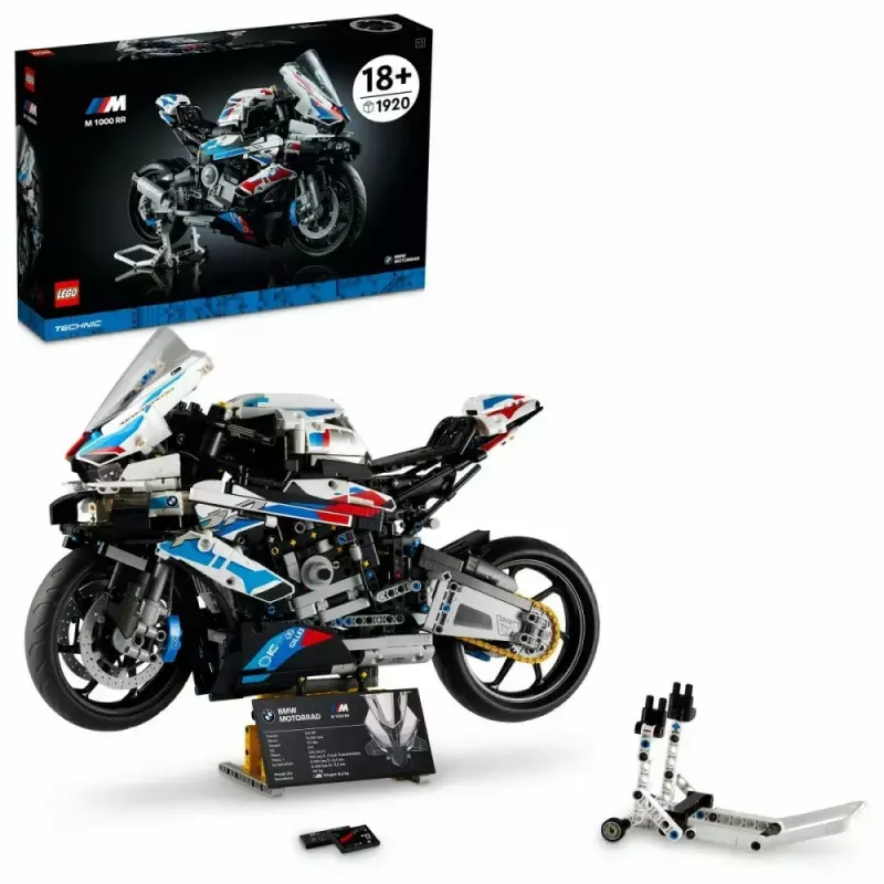 LEGO Technic model motorky BMW M1000RR 42130 s detailným motorom a funkčným odpružením