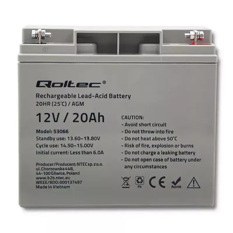 Qoltec 53066 UPS batéria olovená VRLA 12 V 20 Ah