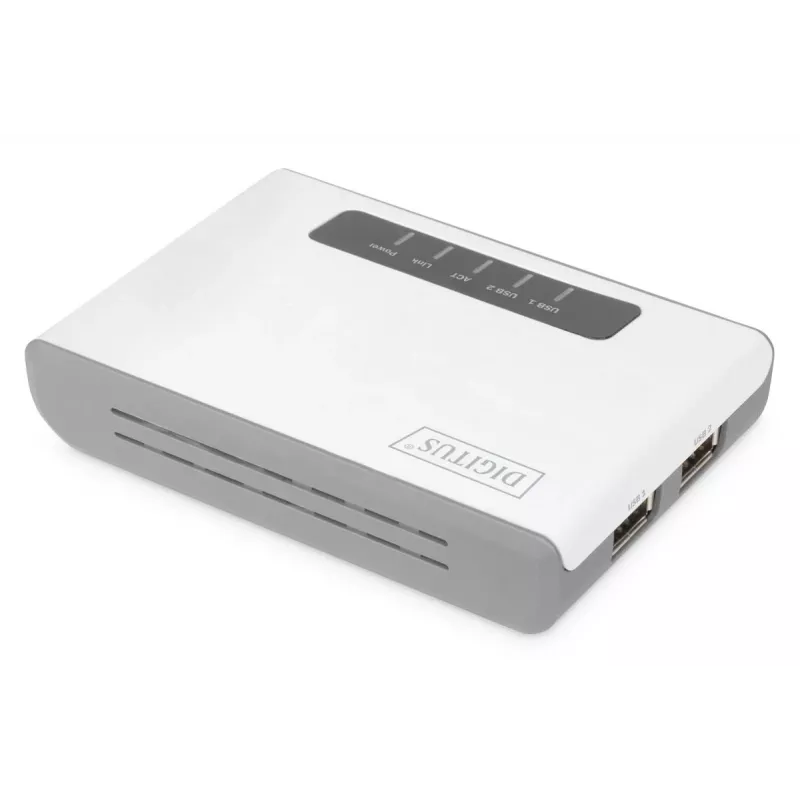 DIGITUS 2-portový USB 2.0 WLAN sieťový server NAS USB hub tlačový server