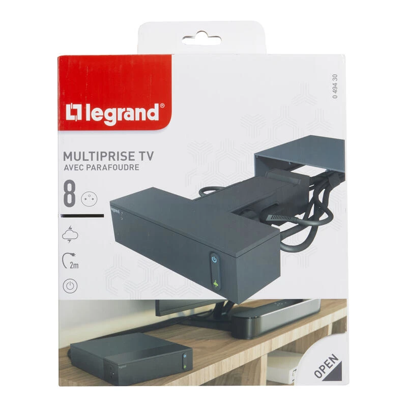 Legrand 049430 predlžovací kábel 2 m 8 AC zásuviek interiér čierny